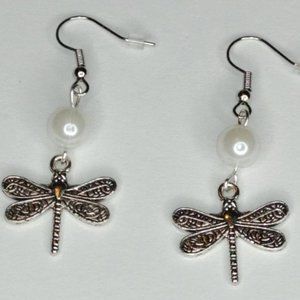 Antique Silver DragonFly Pierced Earrings